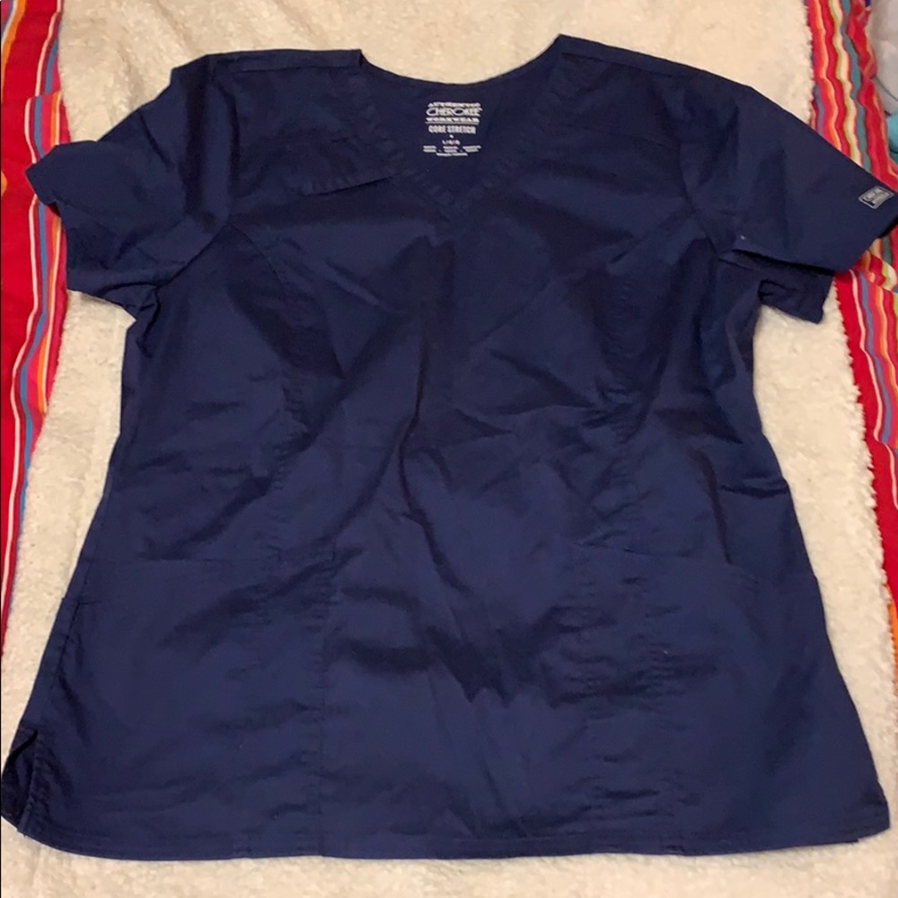 Cherokee Core Stretch Scrub Top, Navy Blue Large
